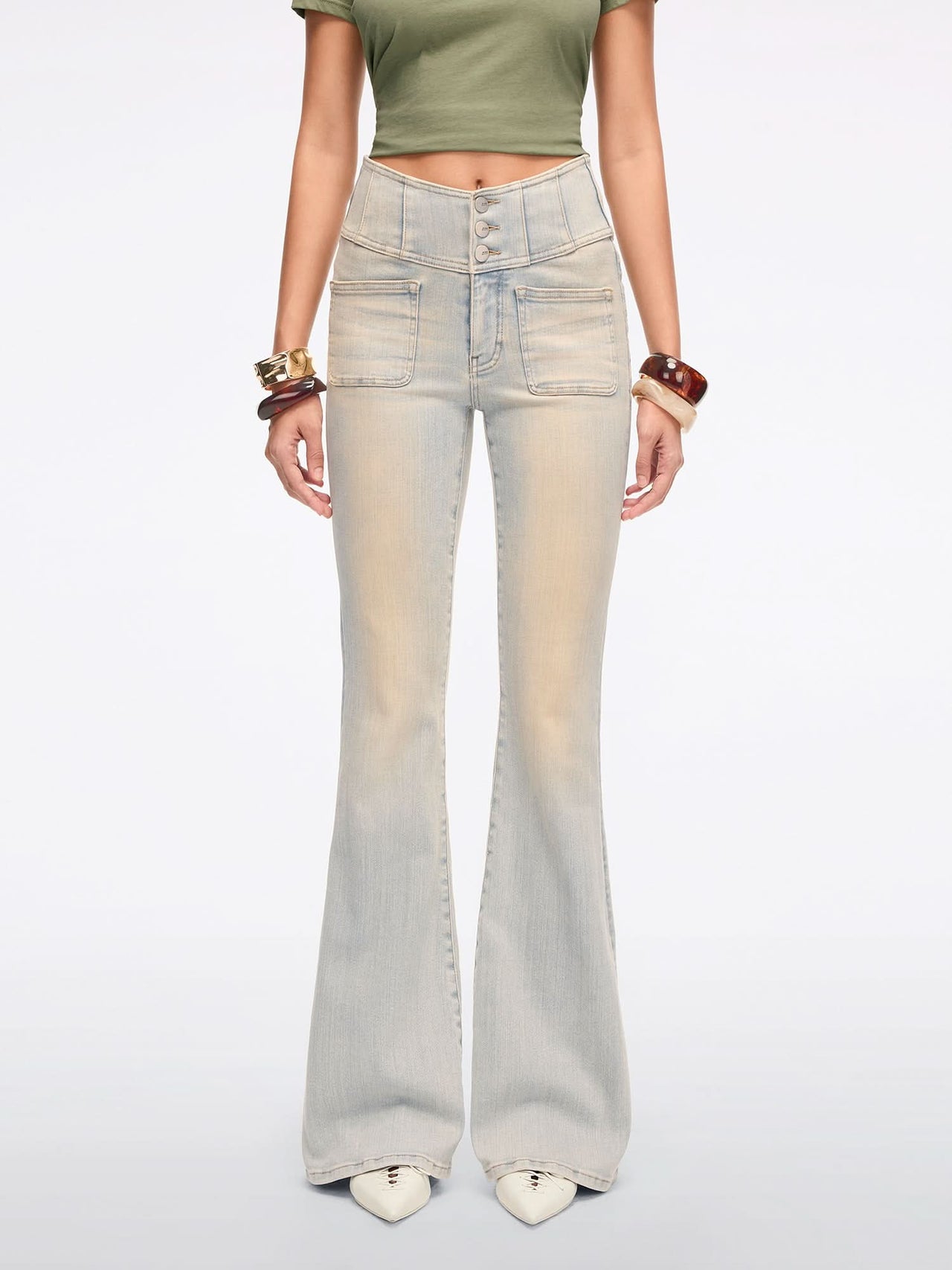 Slim-Fit Flared Jeans-GLENDA PLUS 5