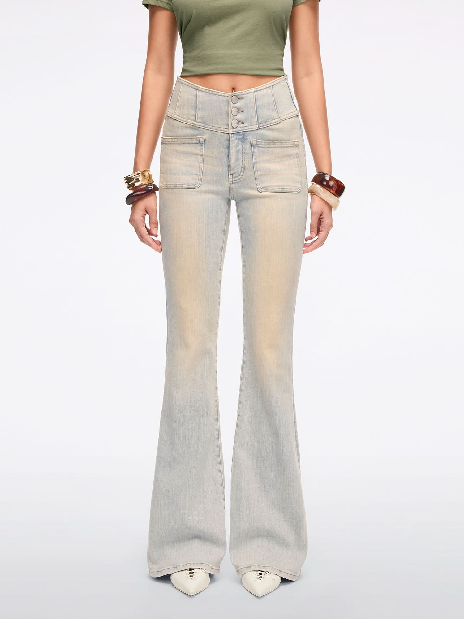 Slim-Fit Flared Jeans-GLENDA PLUS 5