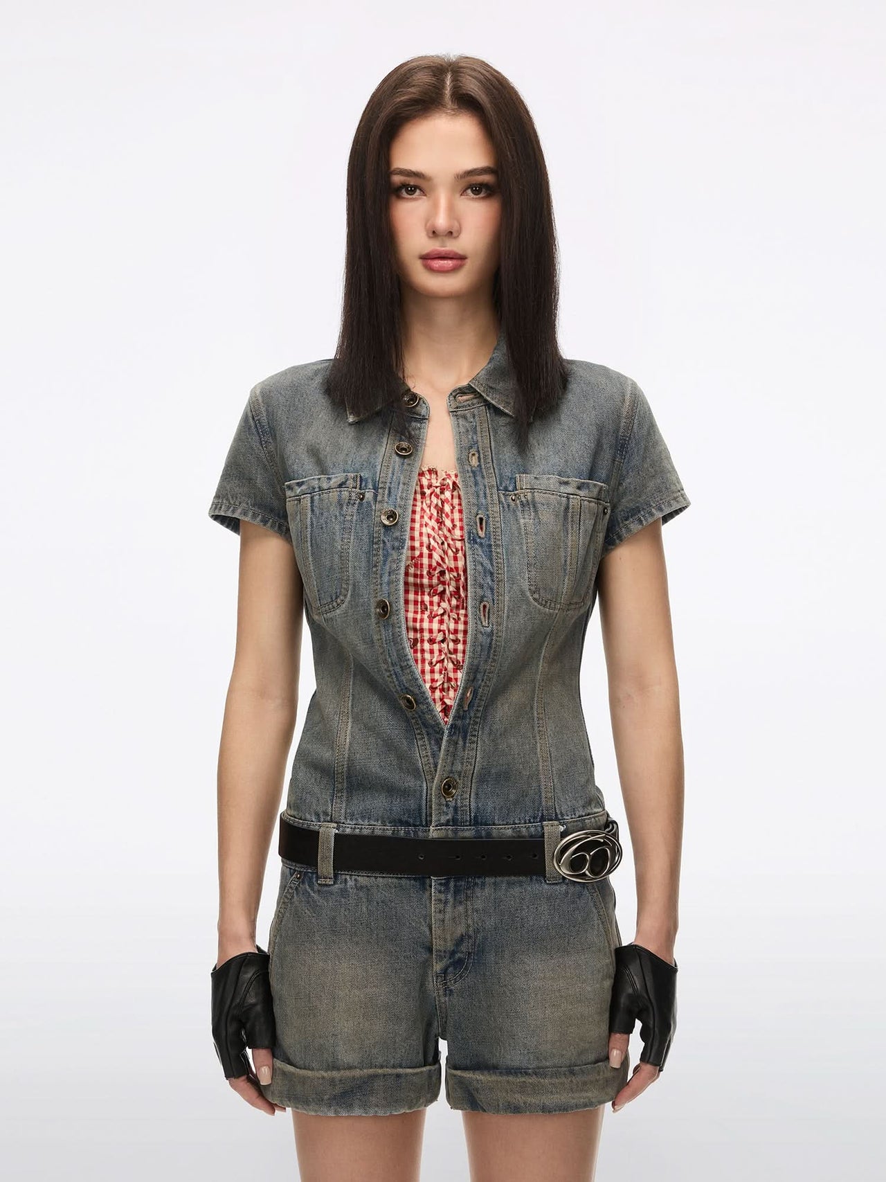 Multi-Patch Denim Jumpsuit