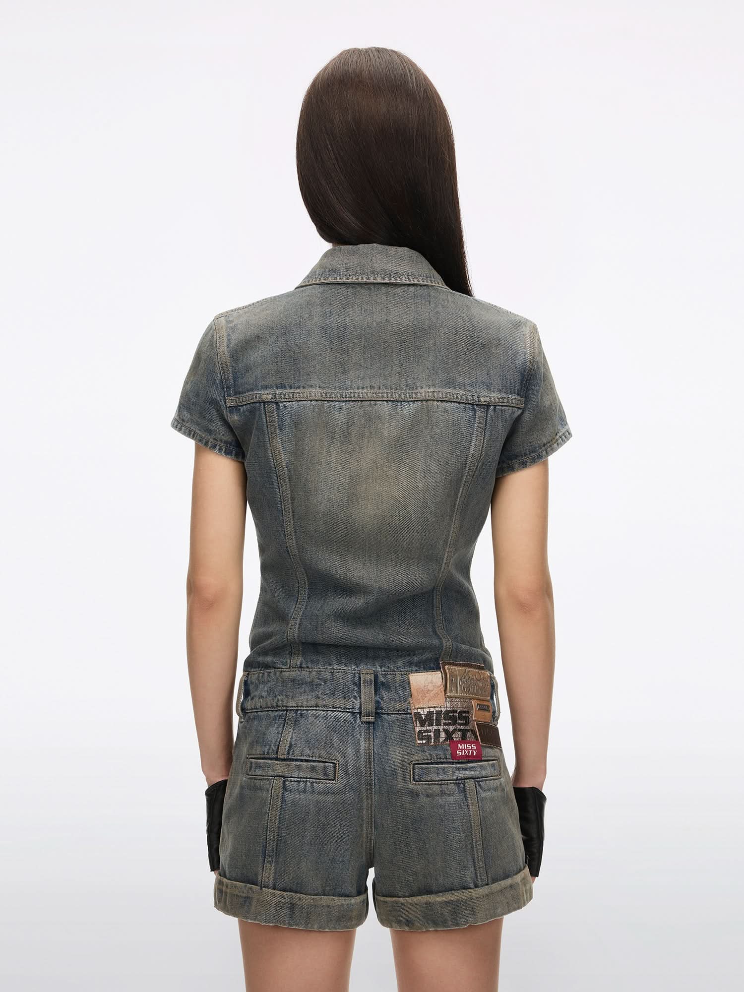 Multi-Patch Denim Jumpsuit
