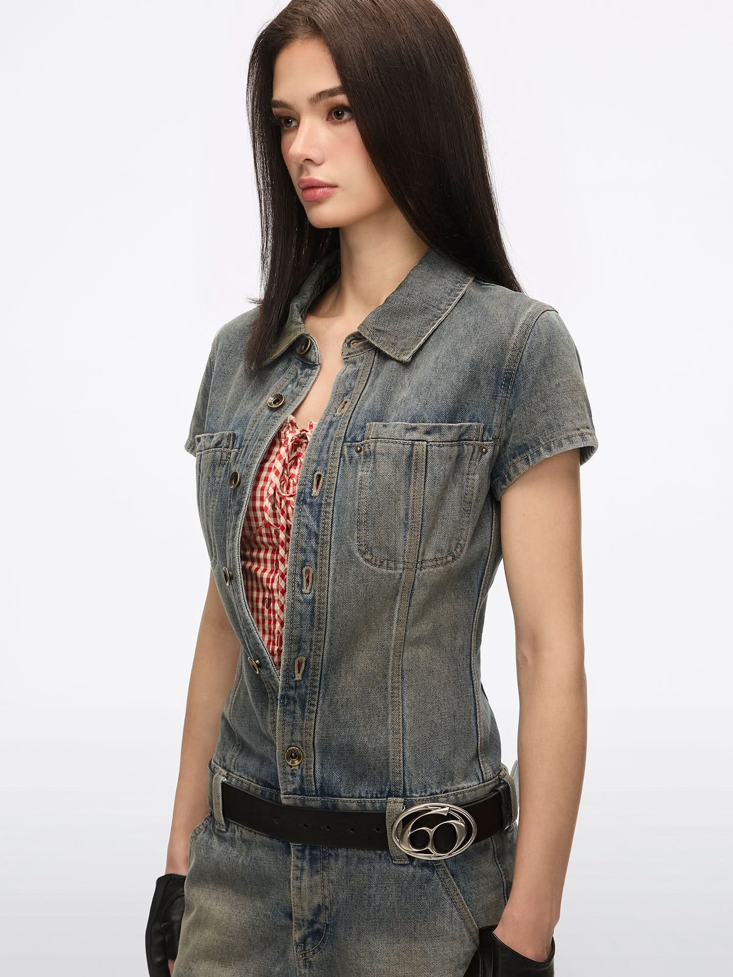 Multi-Patch Denim Jumpsuit
