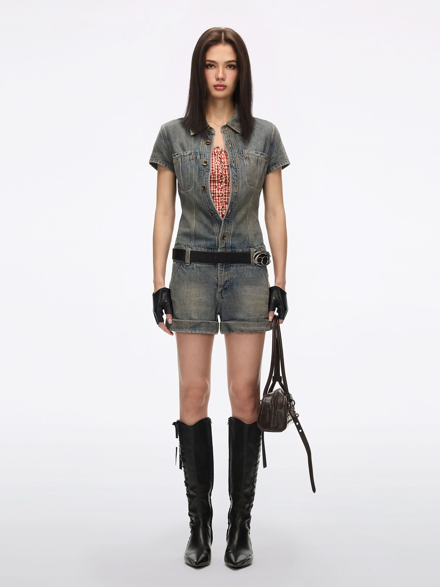 Multi-Patch Denim Jumpsuit