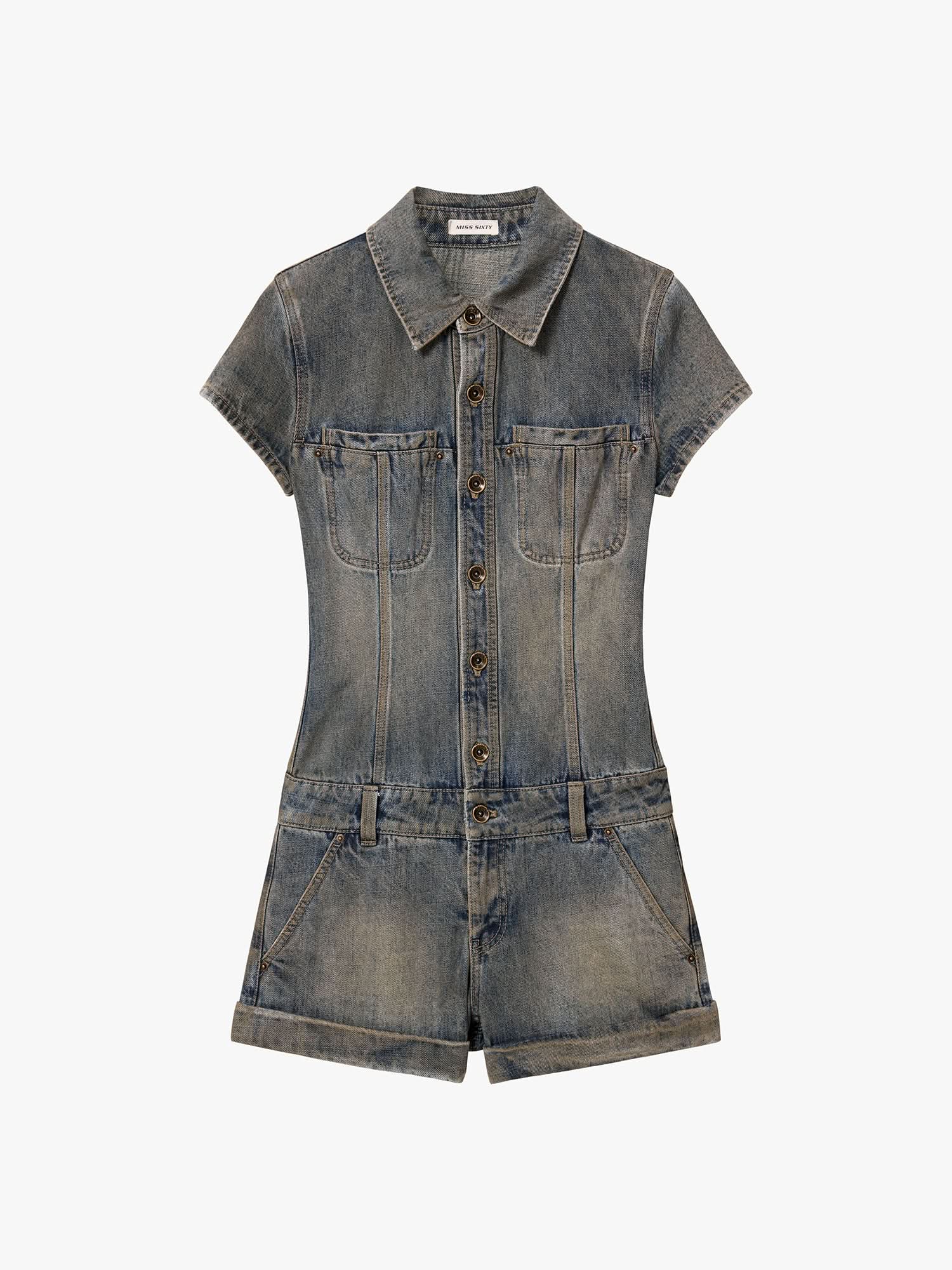 Multi-Patch Denim Jumpsuit