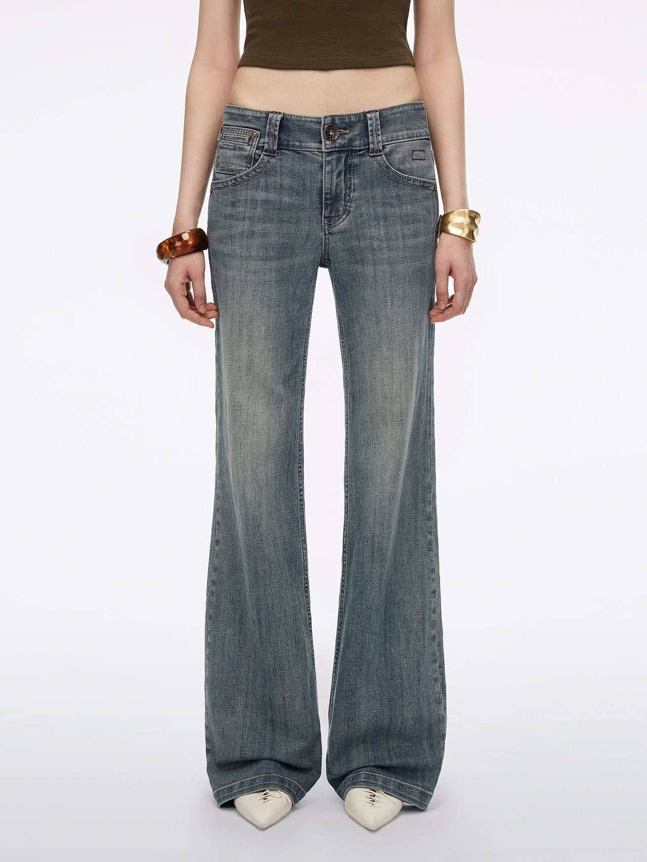 Multi-Patch Flared Jeans