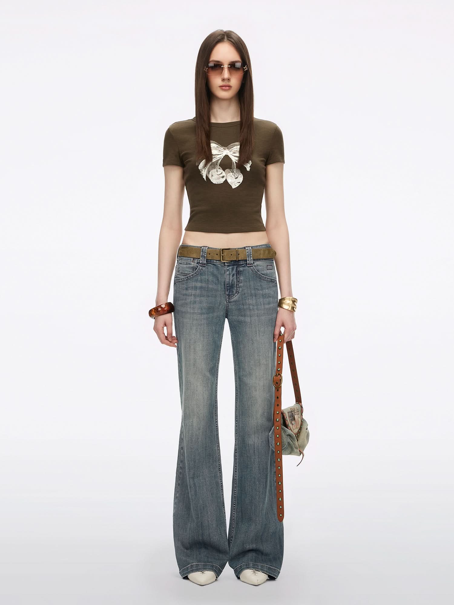 Multi-Patch Flared Jeans