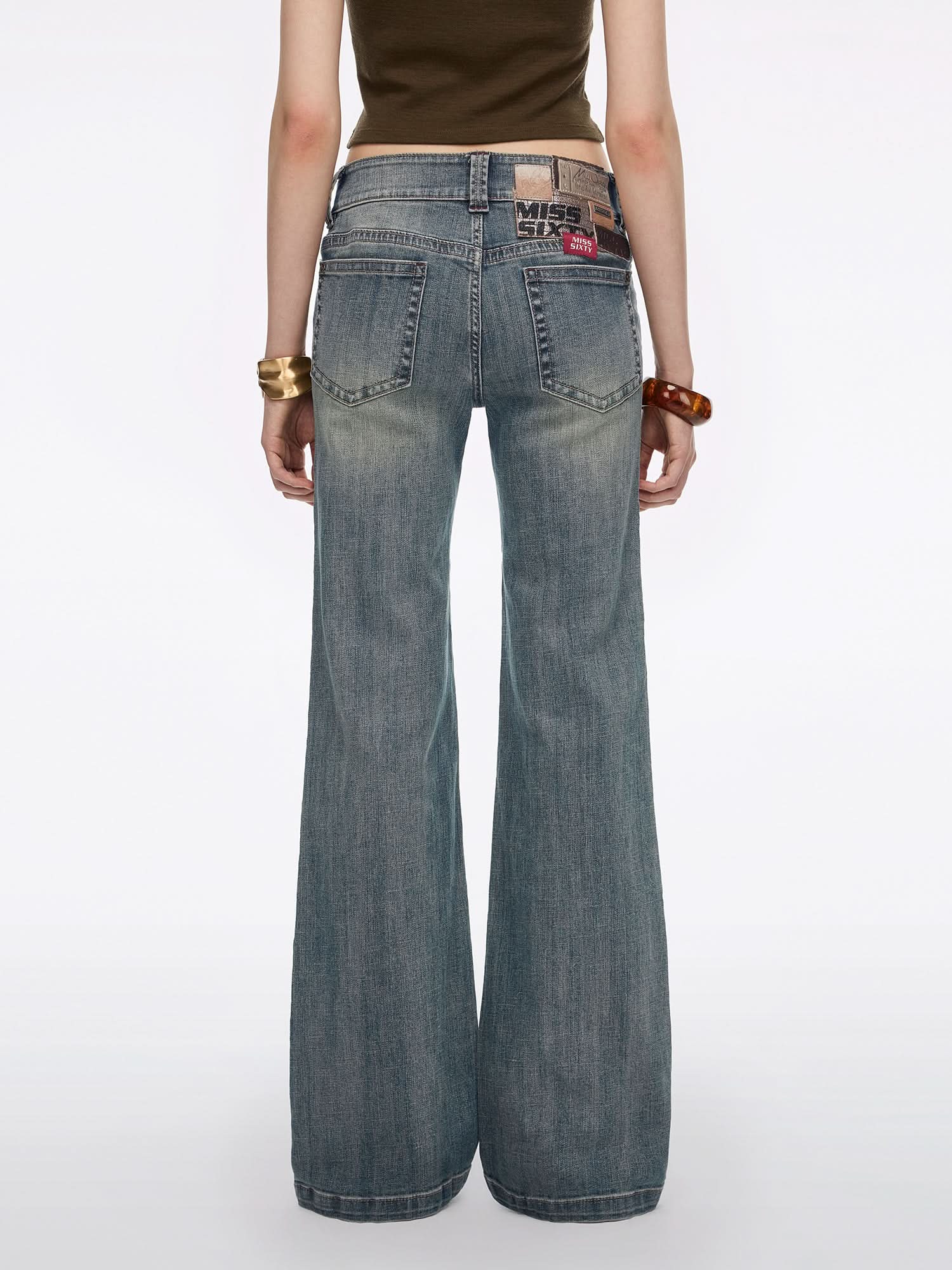 Multi-Patch Flared Jeans
