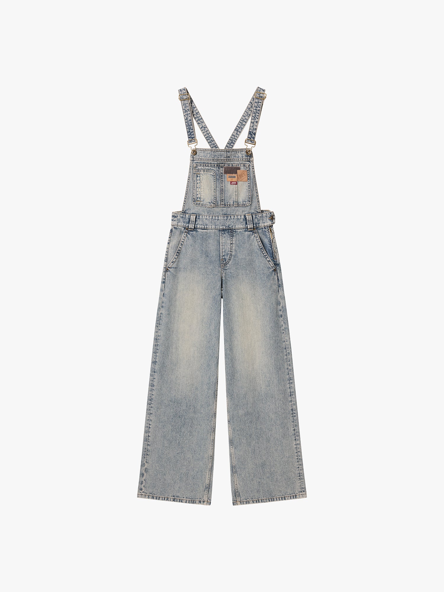 Multi-Patch Denim Overalls
