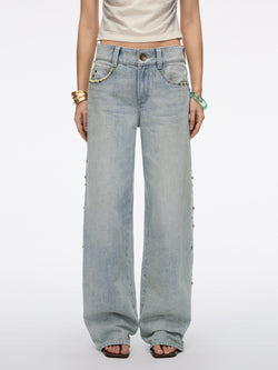 Stud-Embellished Straight-Leg Jeans