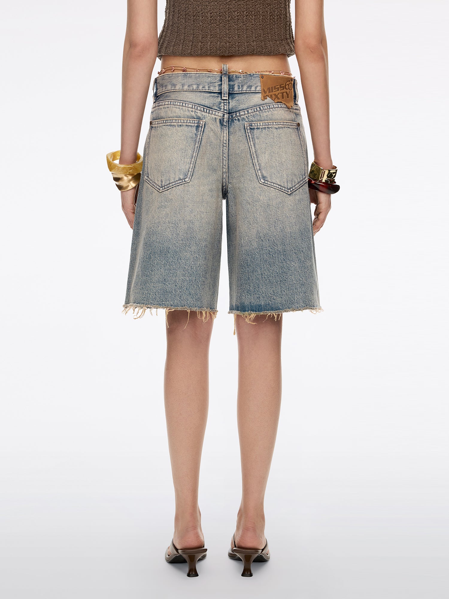 Denim Shorts with Waist Chain