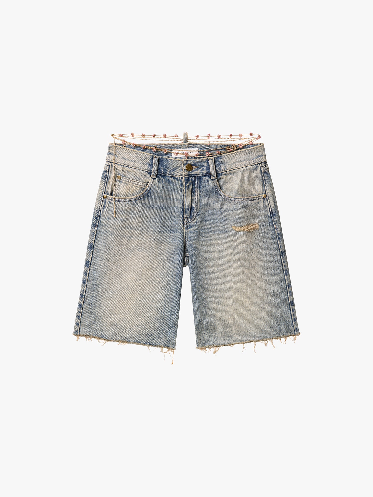 Denim Shorts with Waist Chain
