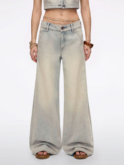 Chain-Detail Flare Jeans