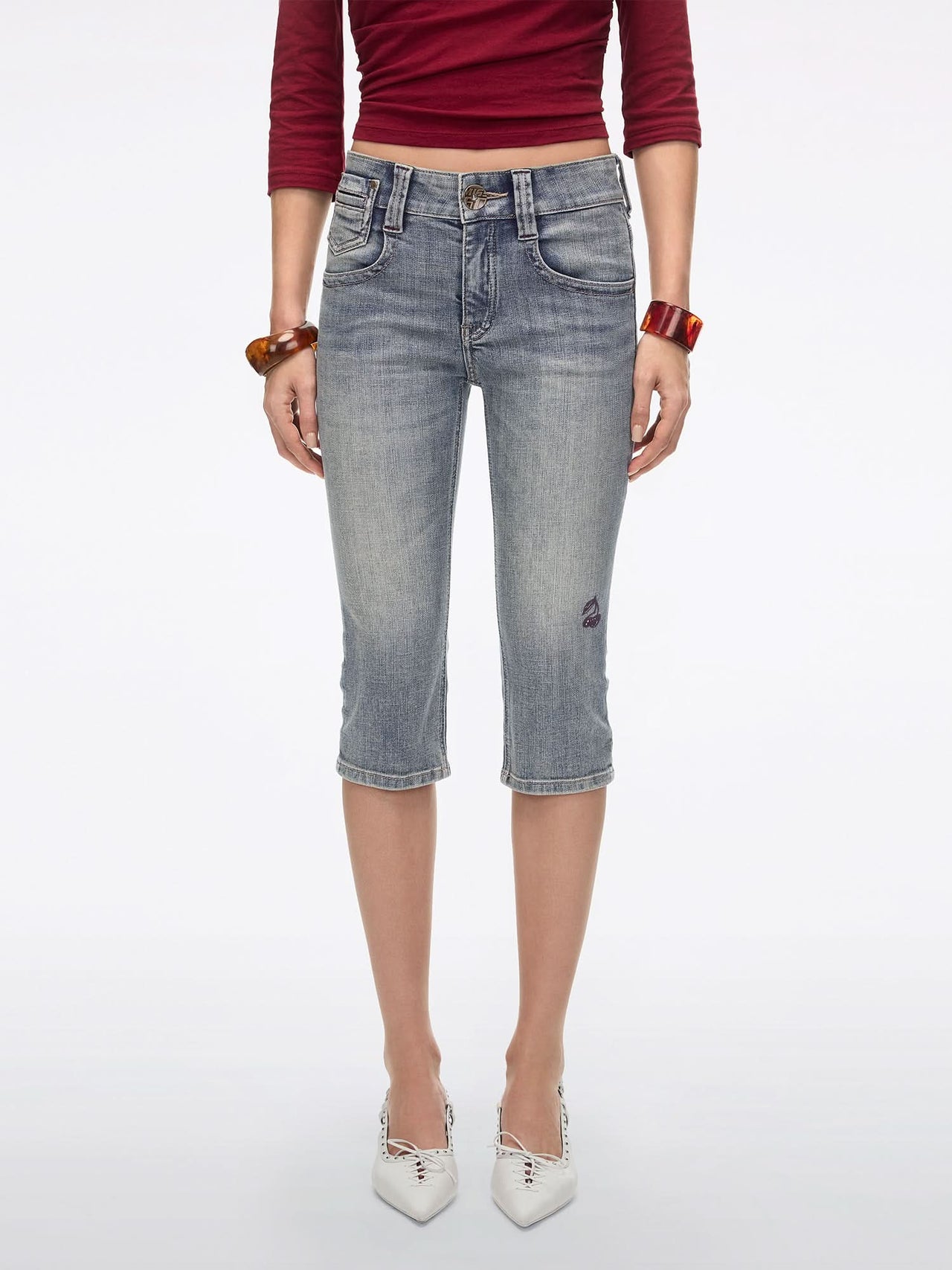 Logo Detail Cropped Jeans