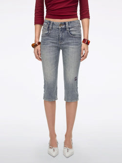 Logo Detail Cropped Jeans