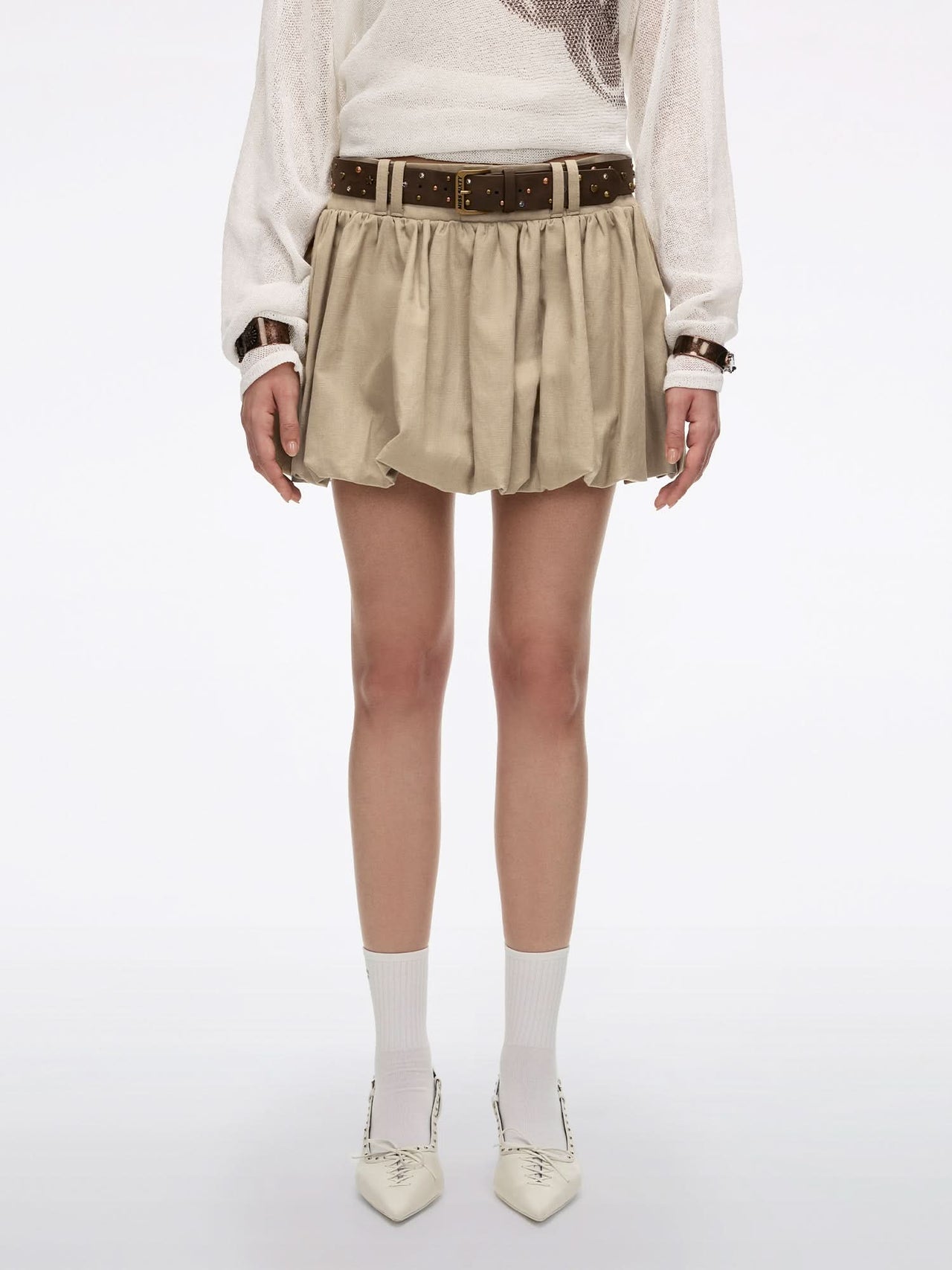 Belted Tulip Mini Skirt