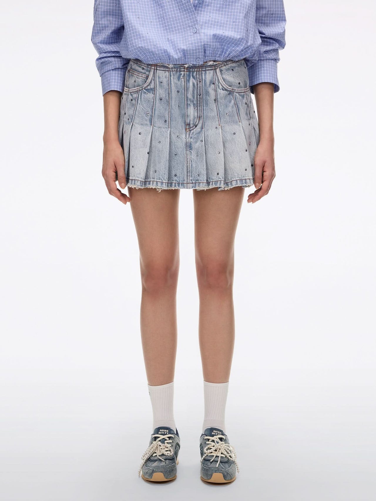 Rhinestone Denim Skirt