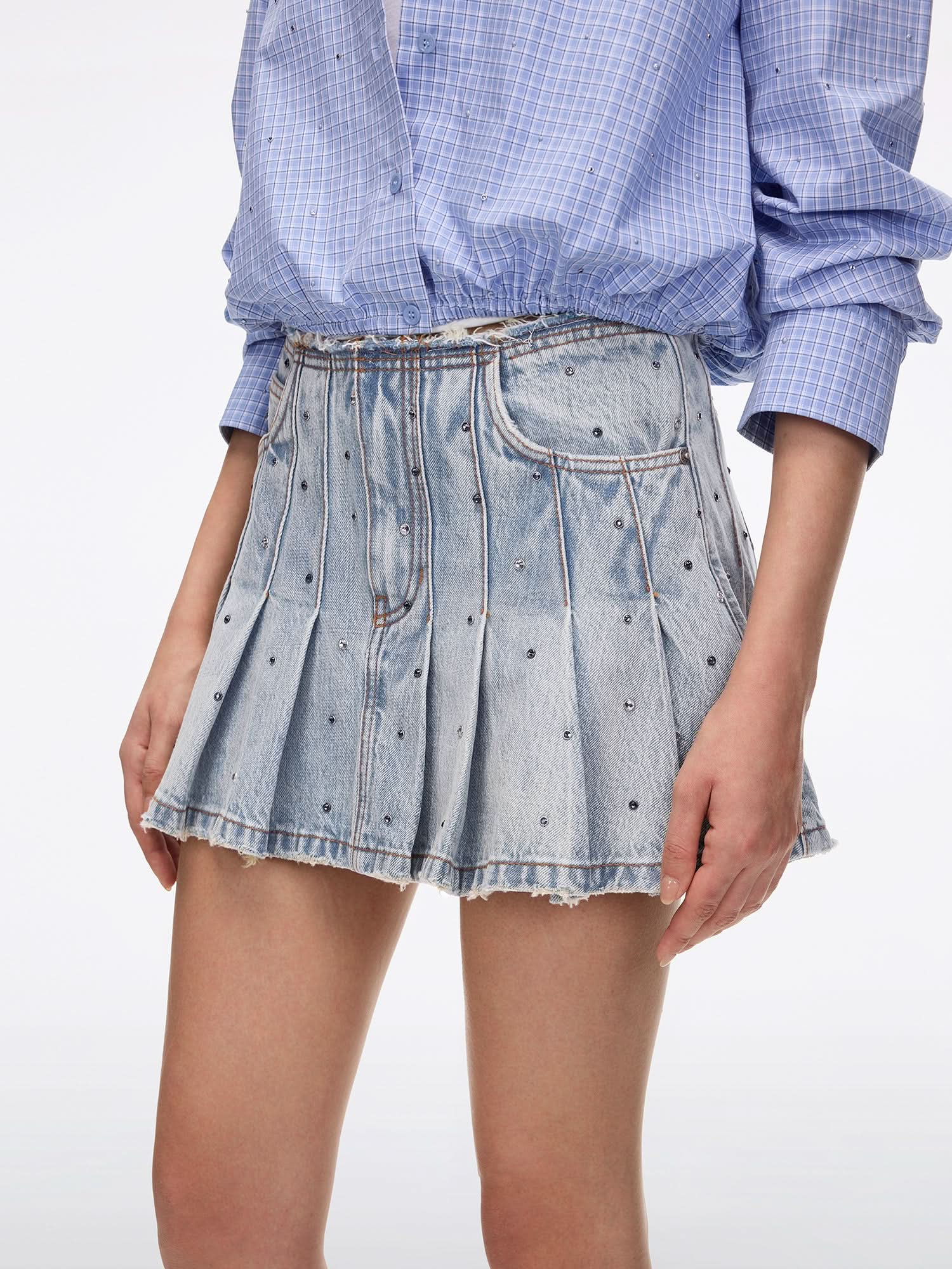 Rhinestone Denim Skirt