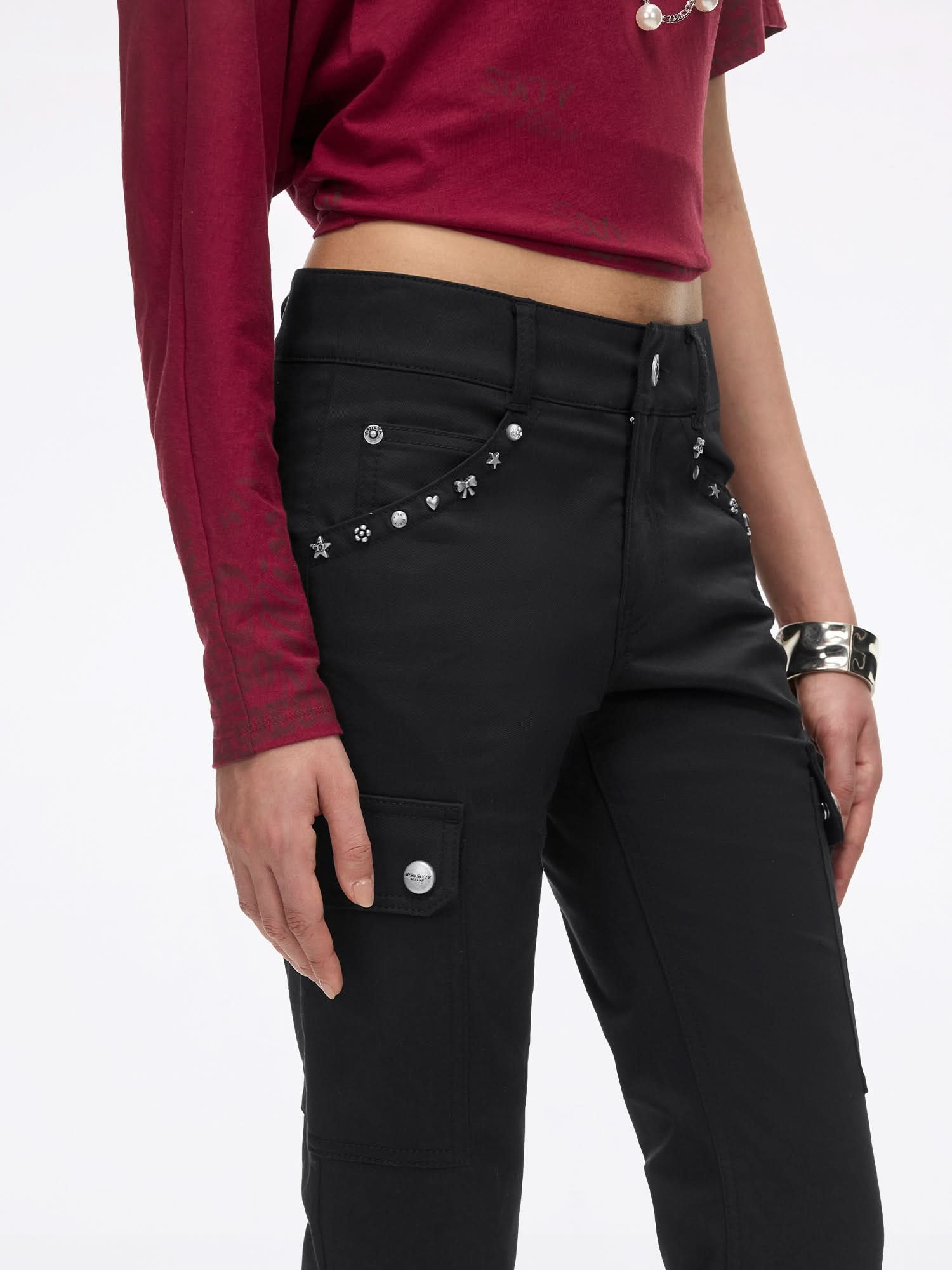 Multi-Stud Skinny Pants