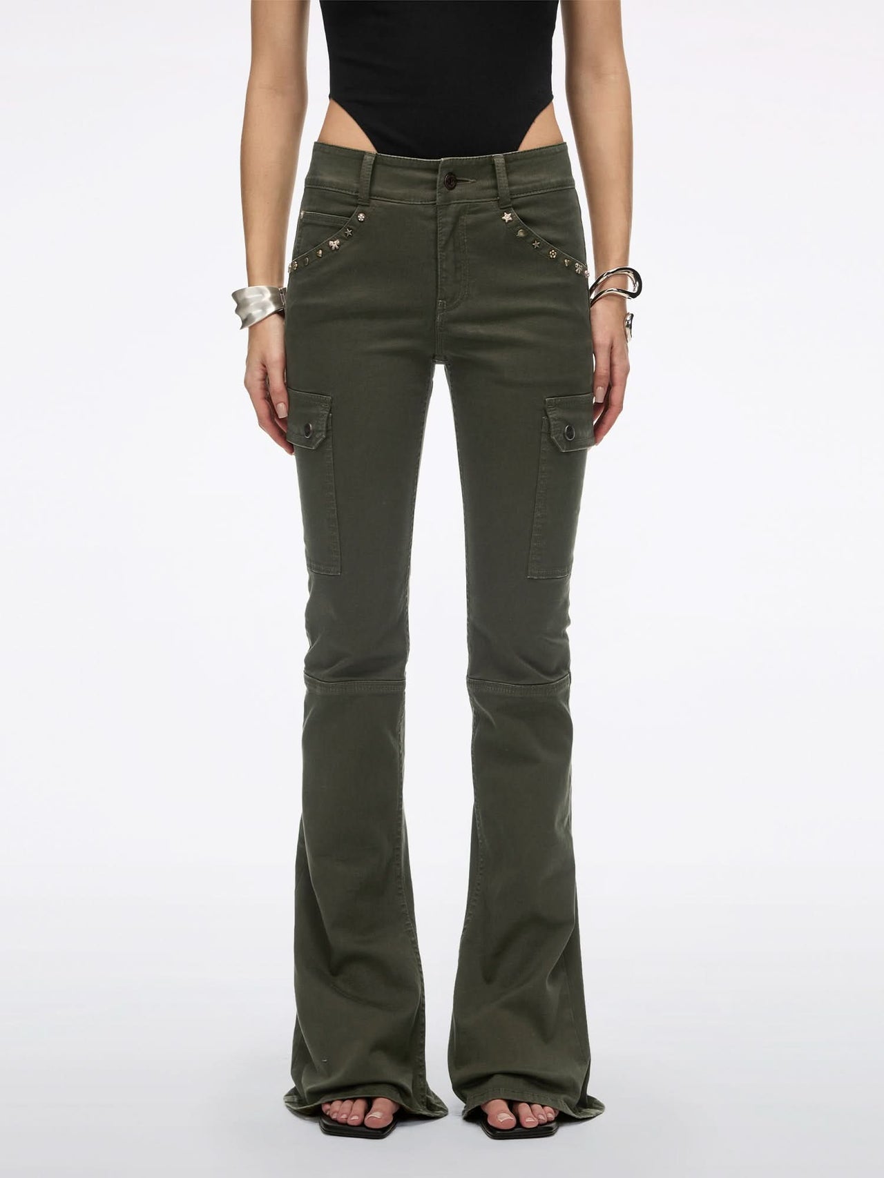 Multi-Studded Flared Pants