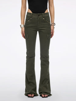Multi-Studded Flared Pants