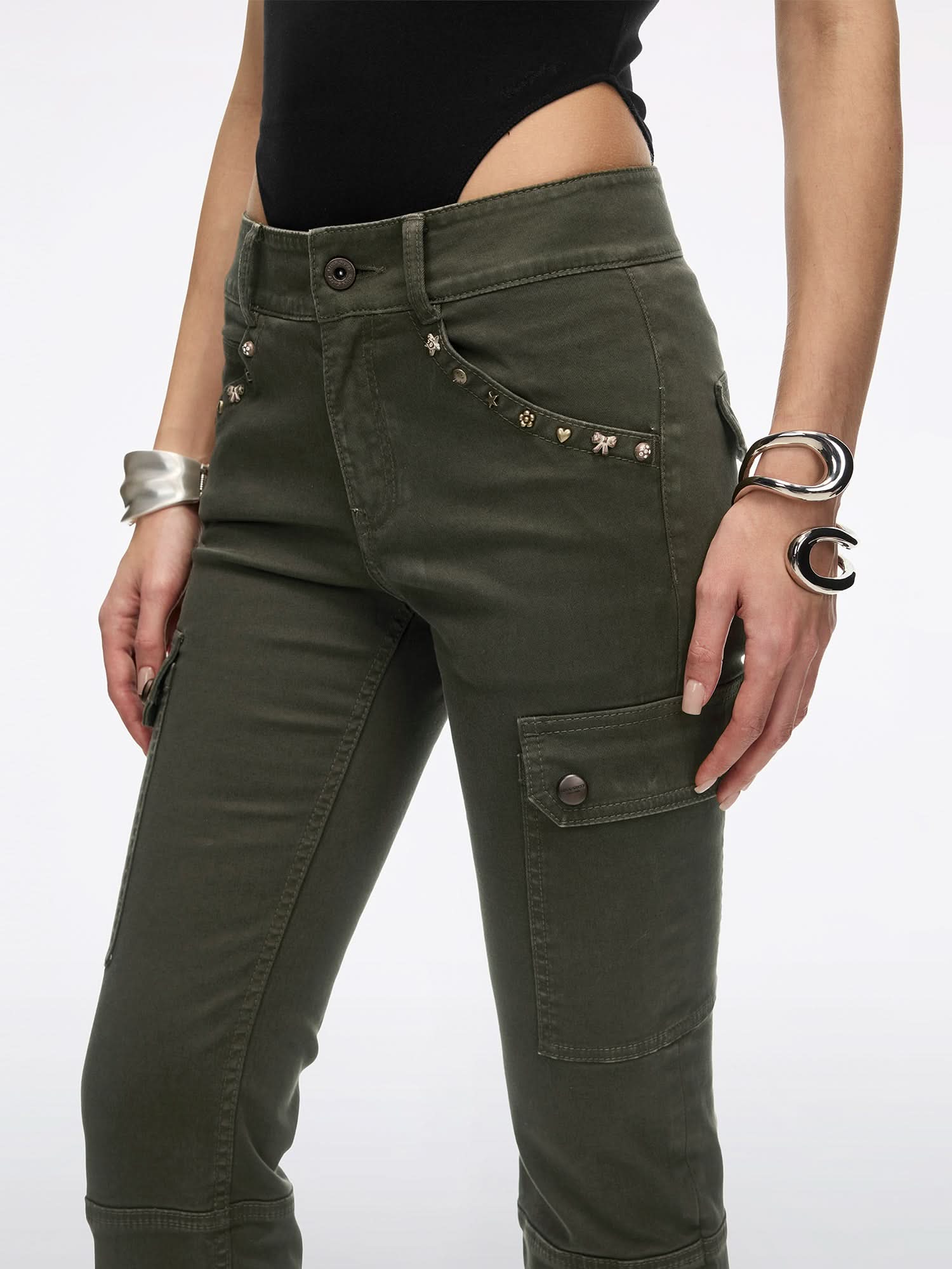 Multi-Studded Flared Pants