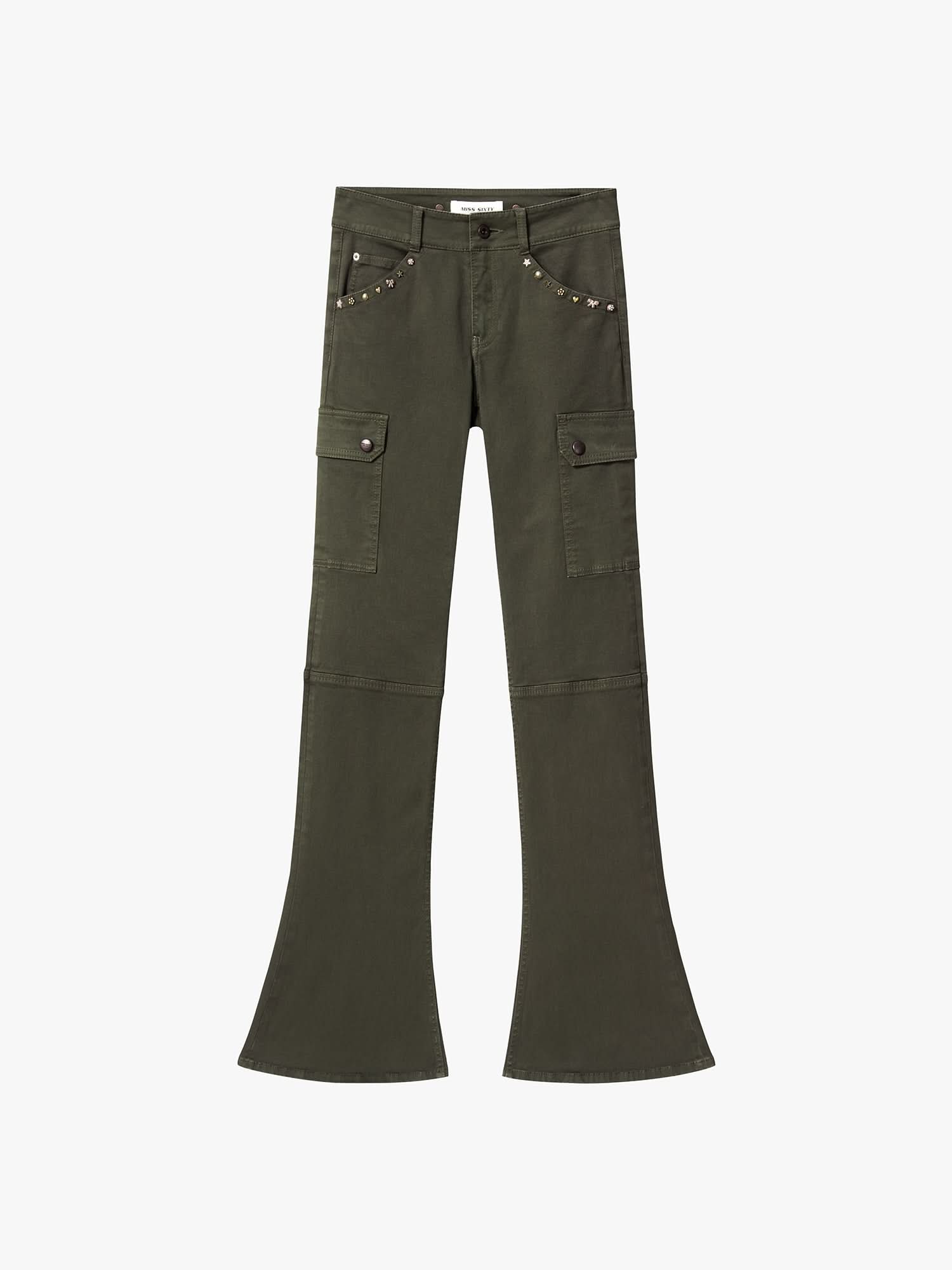Multi-Studded Flared Pants