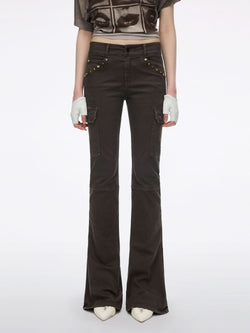 Multi-Studded Flared Pants