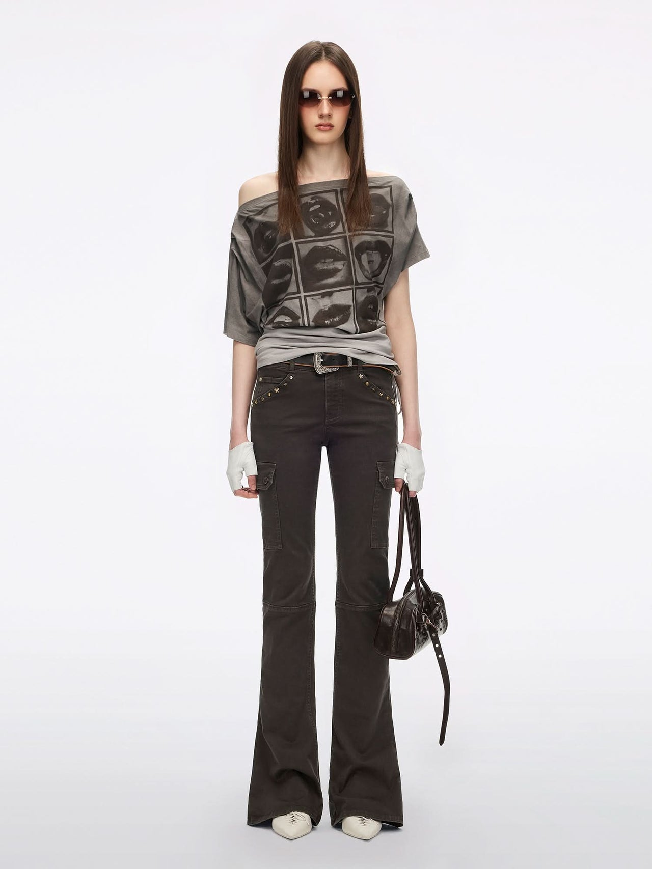 Multi-Studded Flared Pants