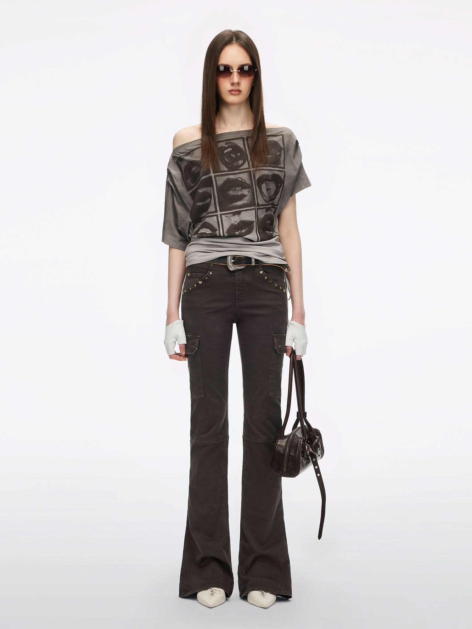 Multi-Studded Flared Pants