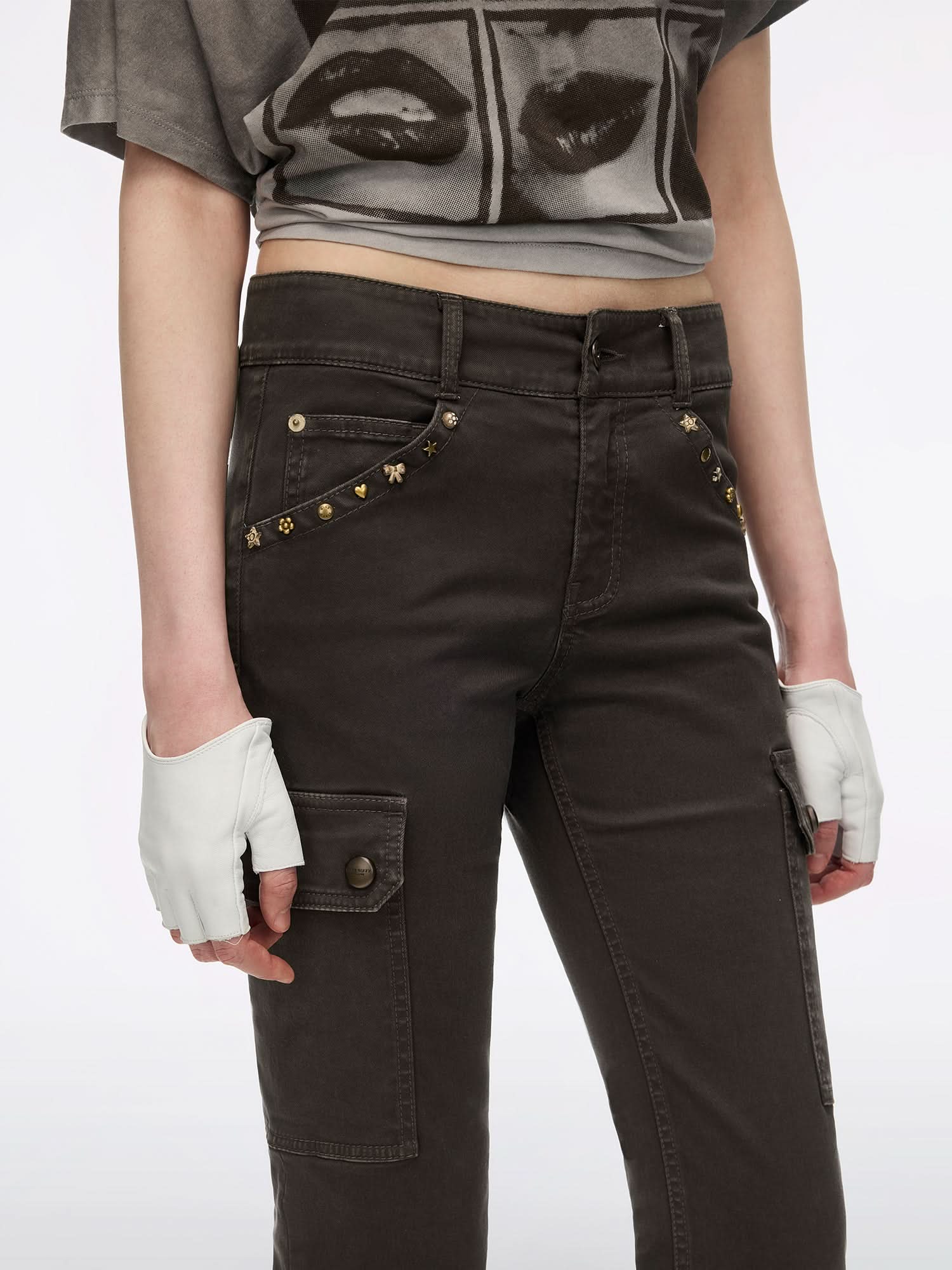 Multi-Studded Flared Pants