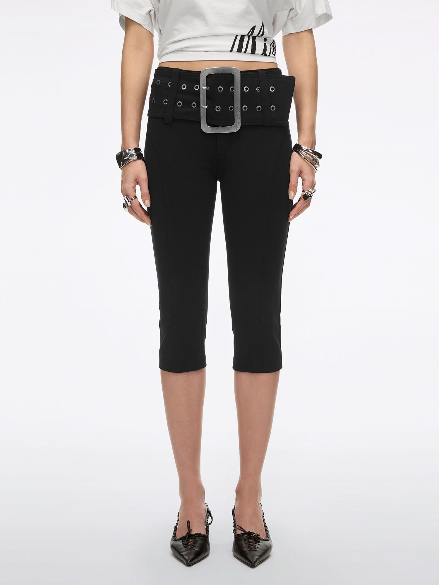 Wide-Waistband Capri Pants