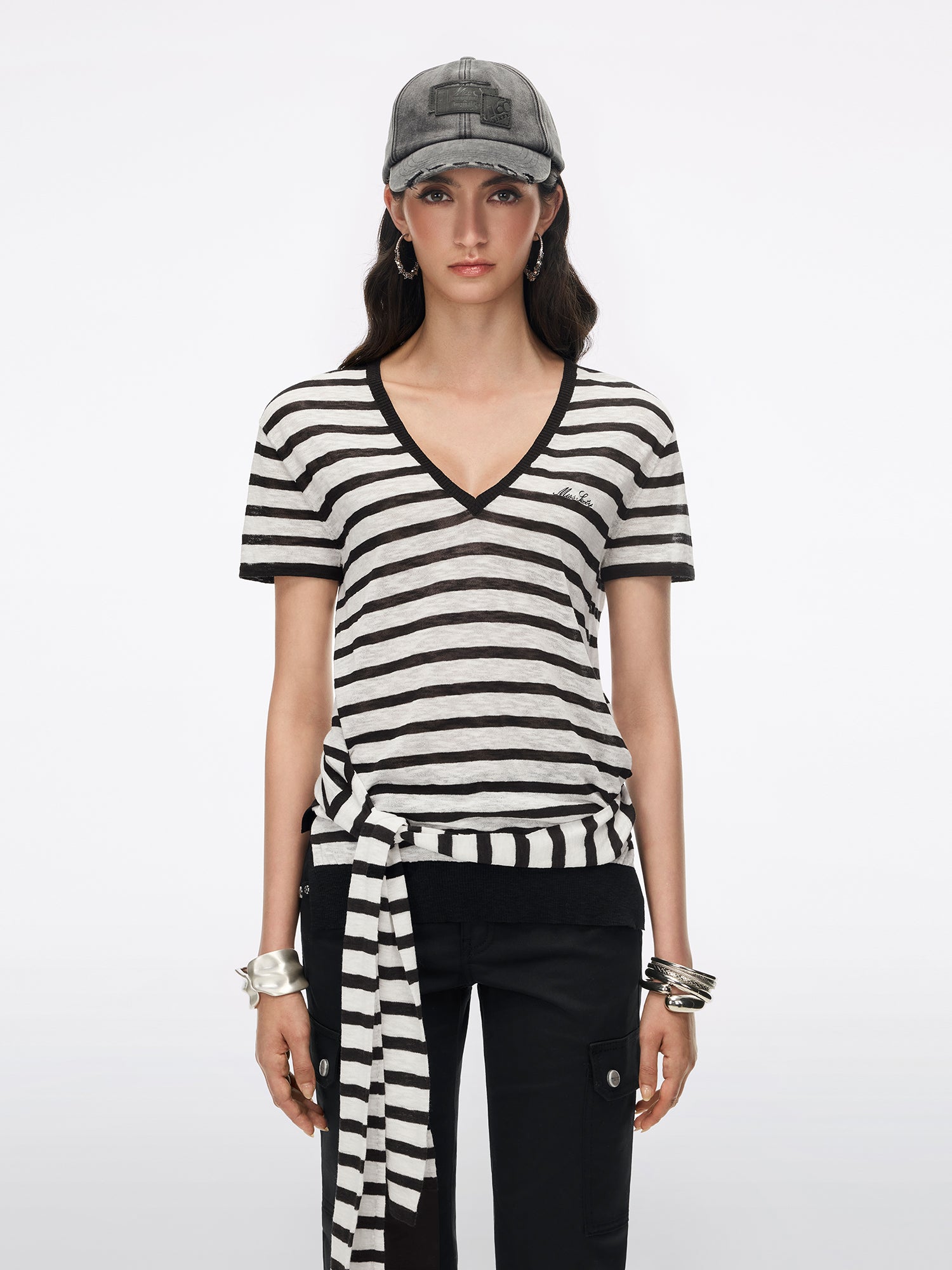 Lace-Up Knit Top