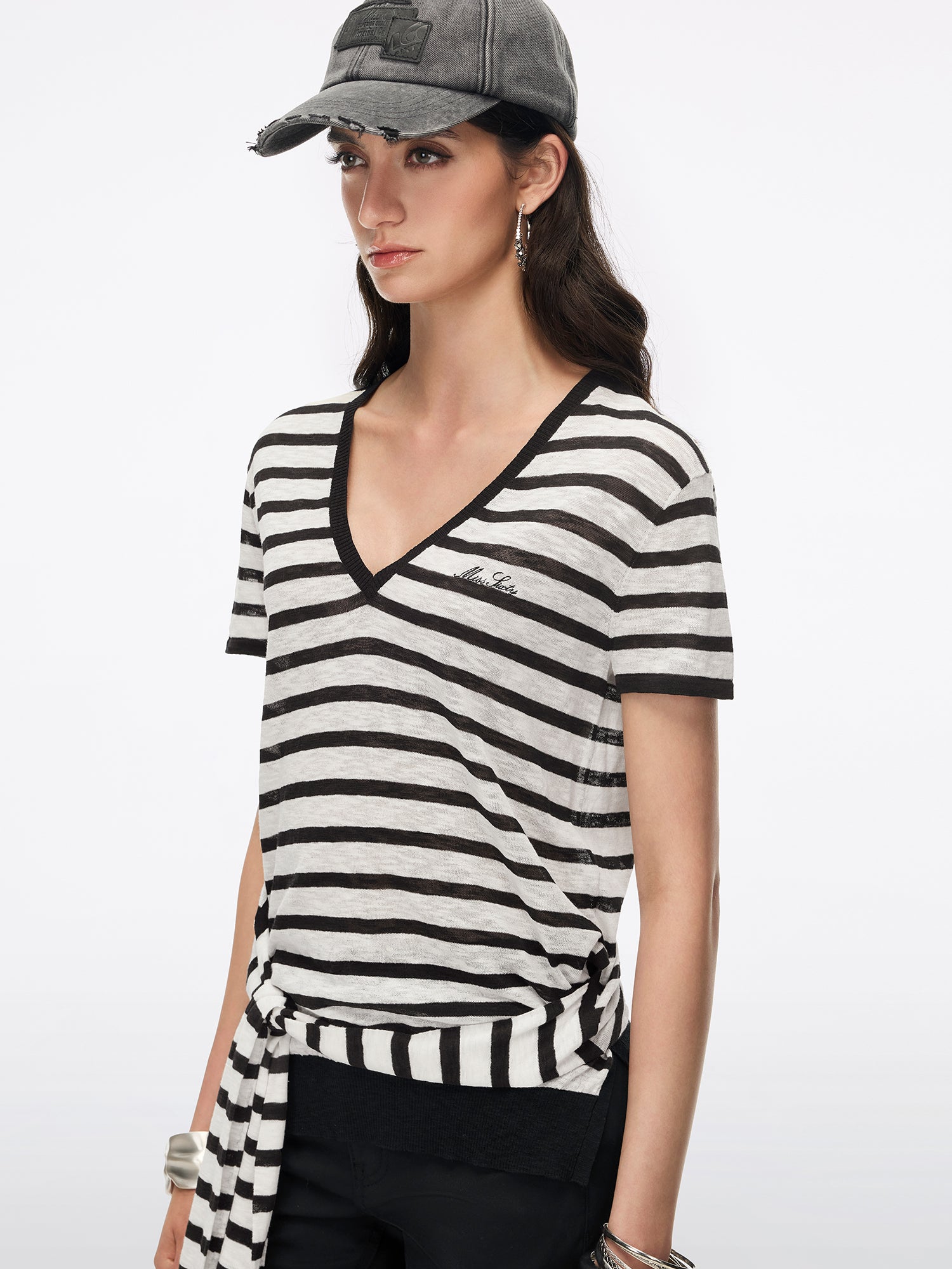 Lace-Up Knit Top