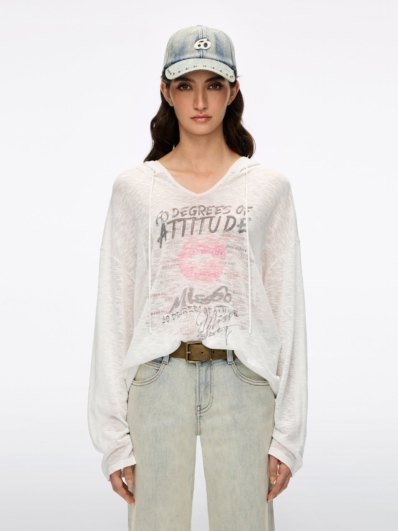 Hooded Printed Knit Sweater