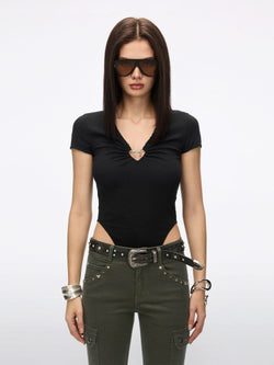 Lace Patchwork Bodysuit T-Shirt