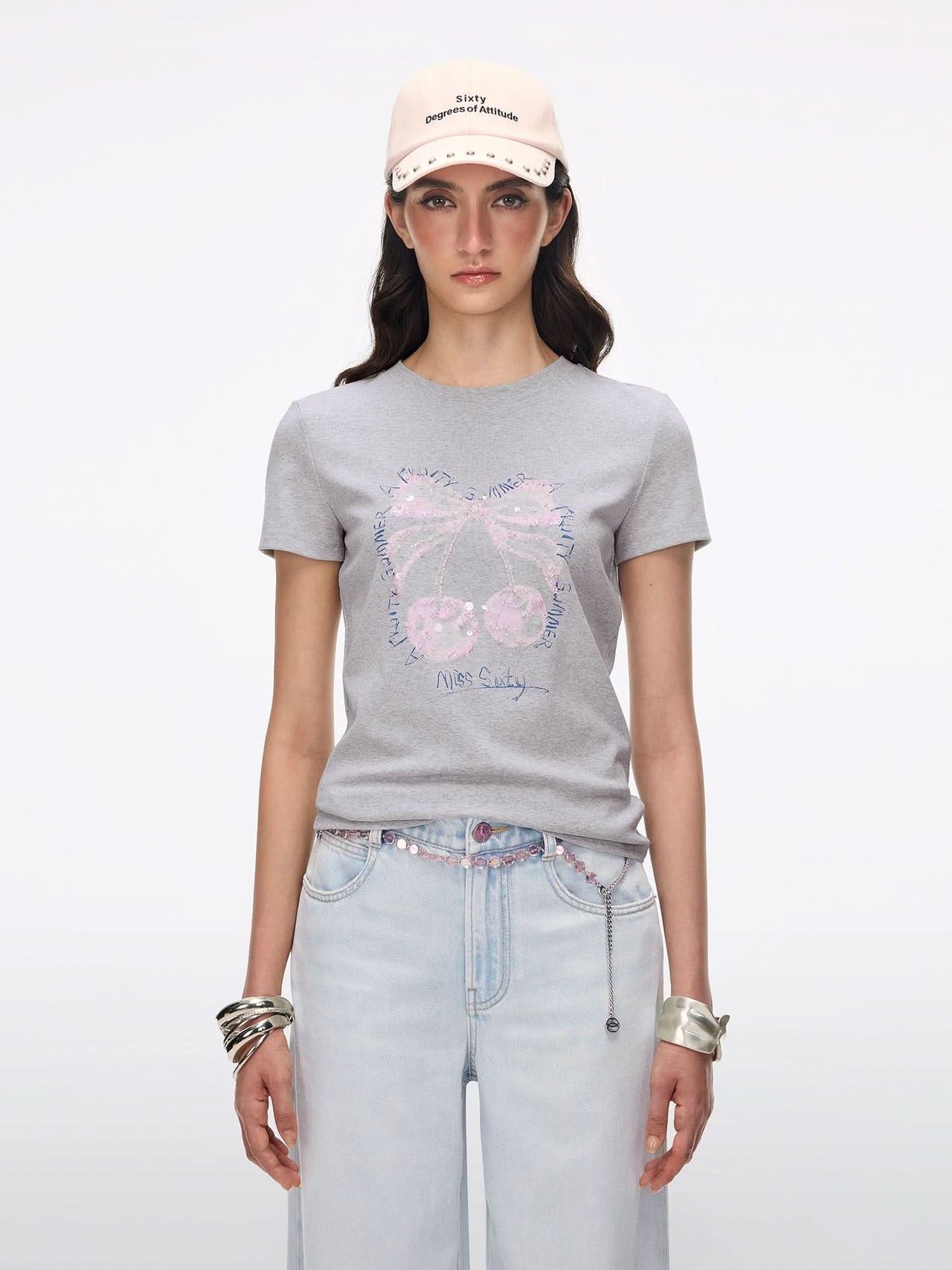 Beaded Graphic Print T-Shirt