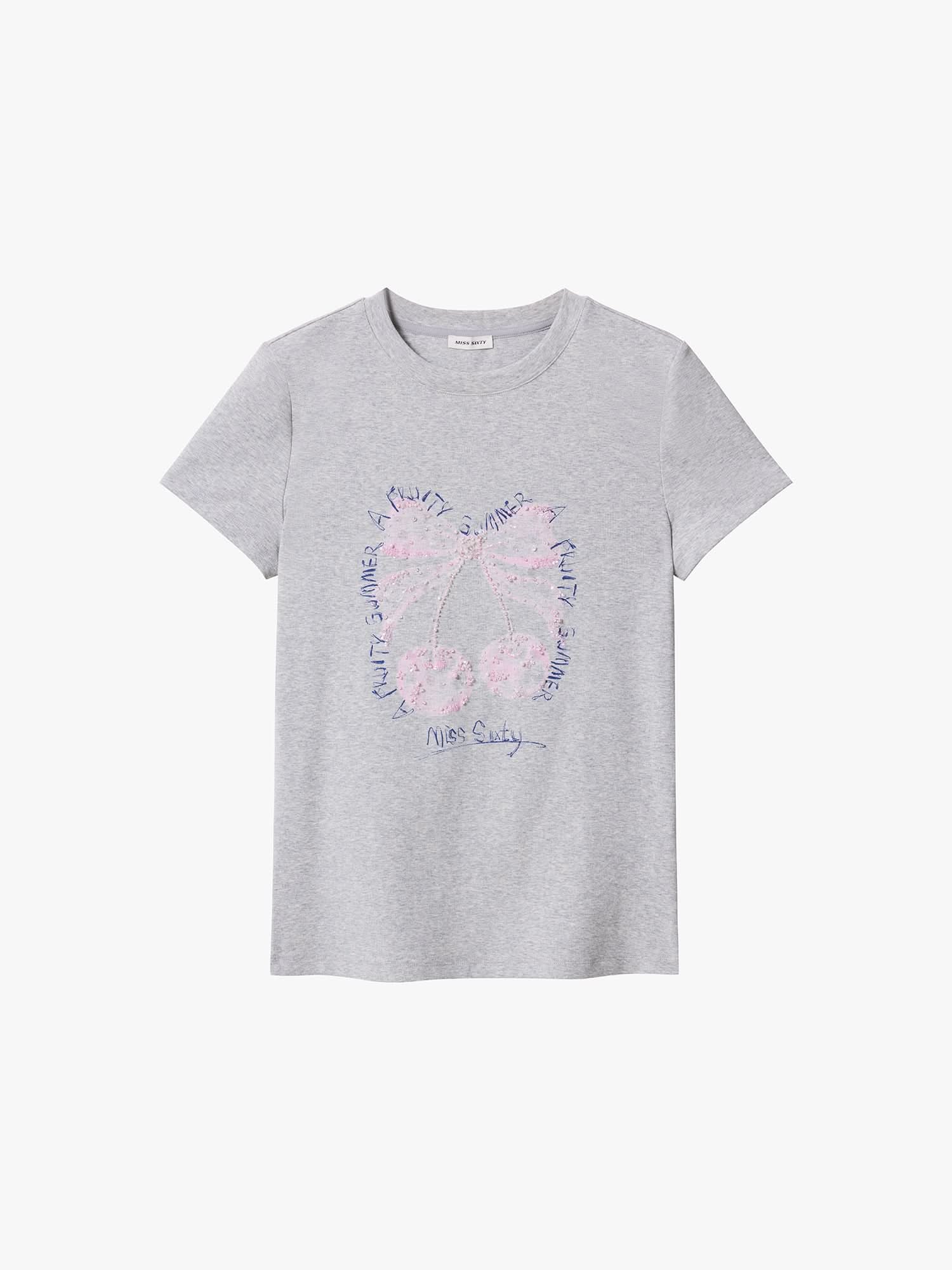 Beaded Graphic Print T-Shirt