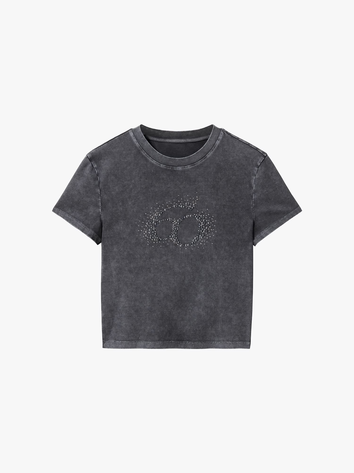 Logo-Detail Rhinestone T-Shirt