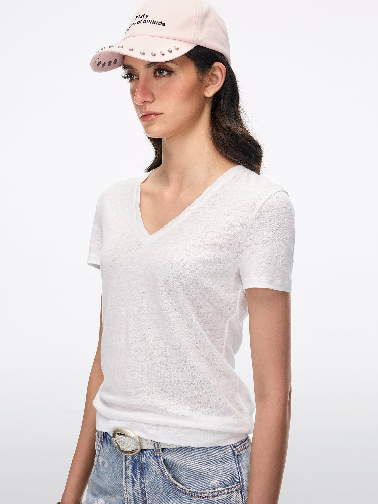 Cut-Out Feather-Wing Linen T-Shirt