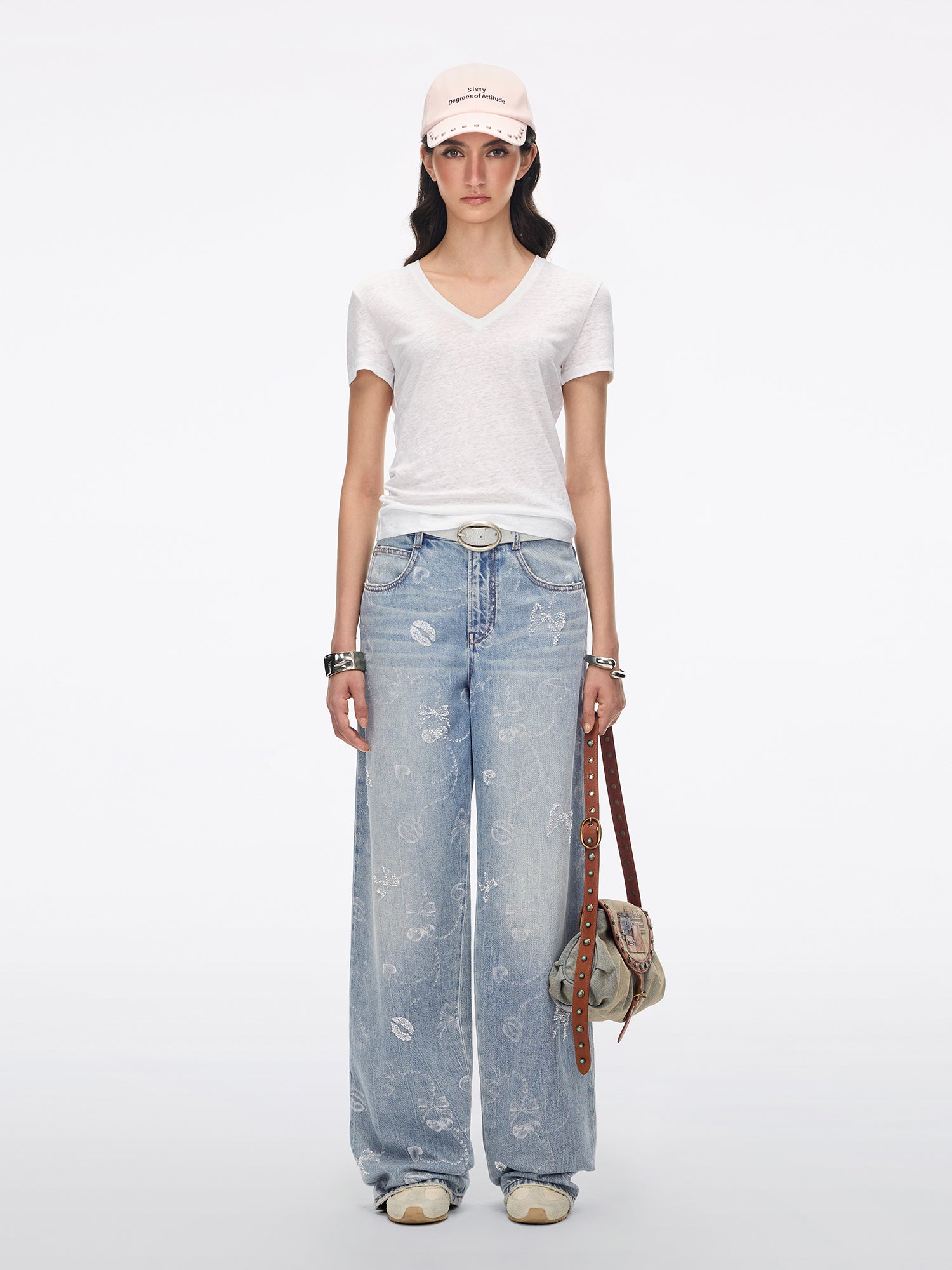Cut-Out Feather-Wing Linen T-Shirt
