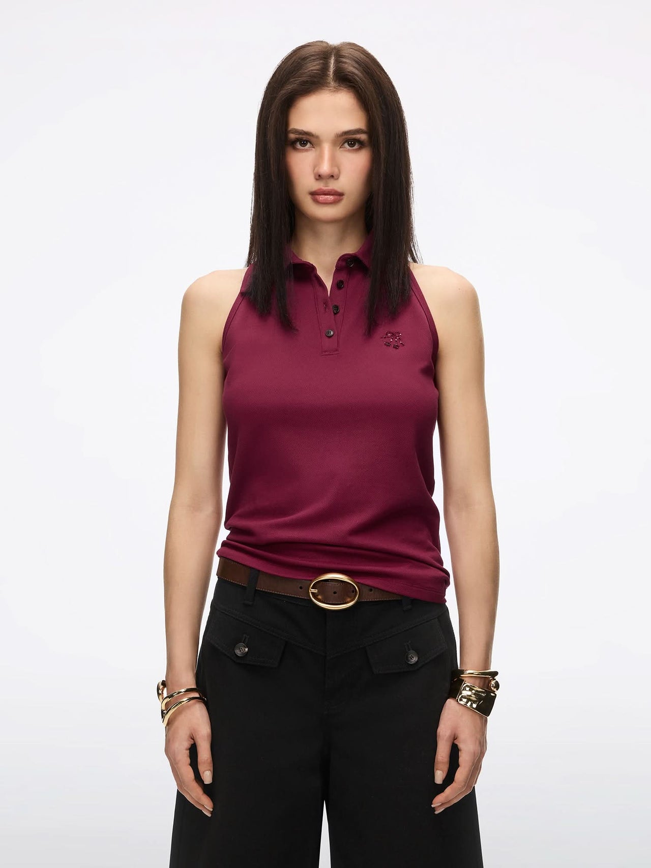 Beaded Sleeveless T-Shirt