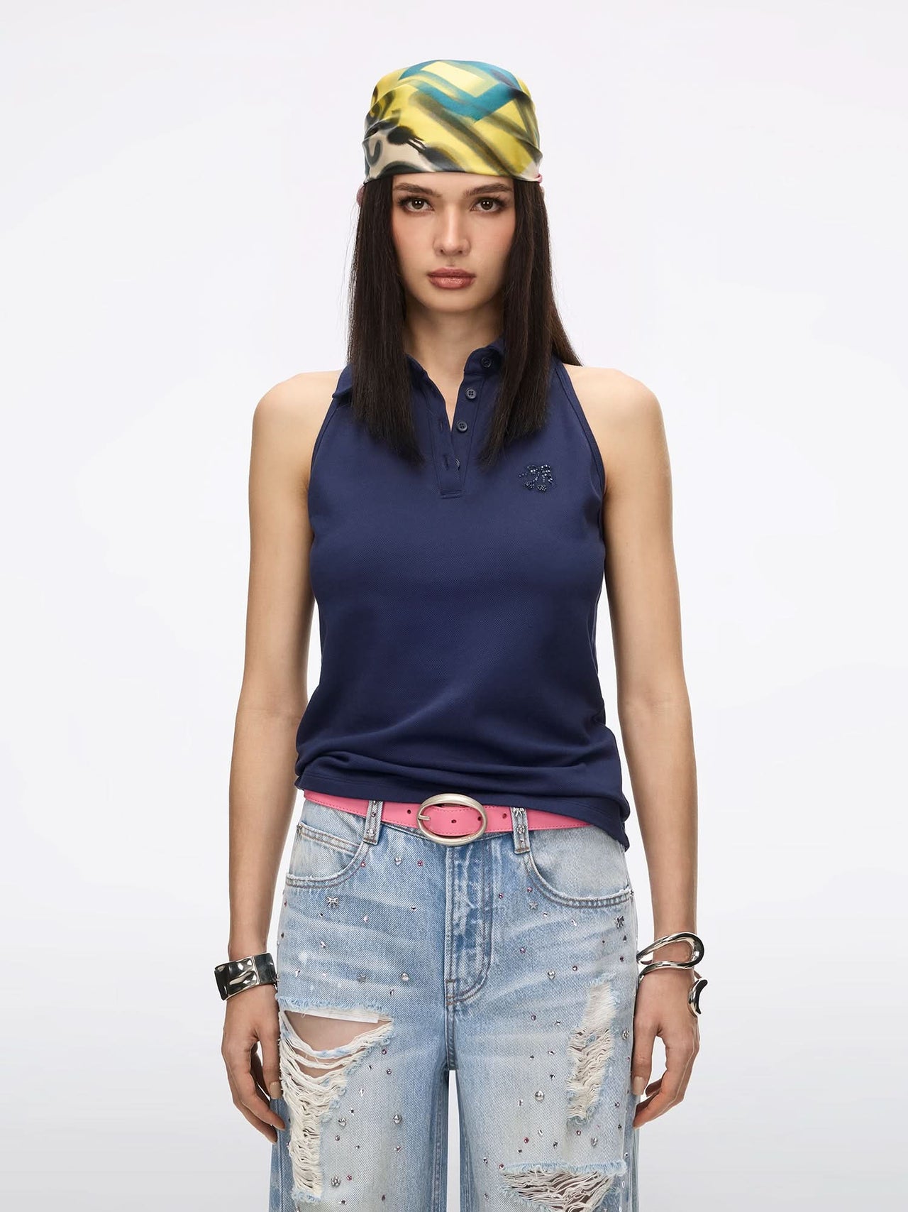 Beaded Sleeveless T-Shirt