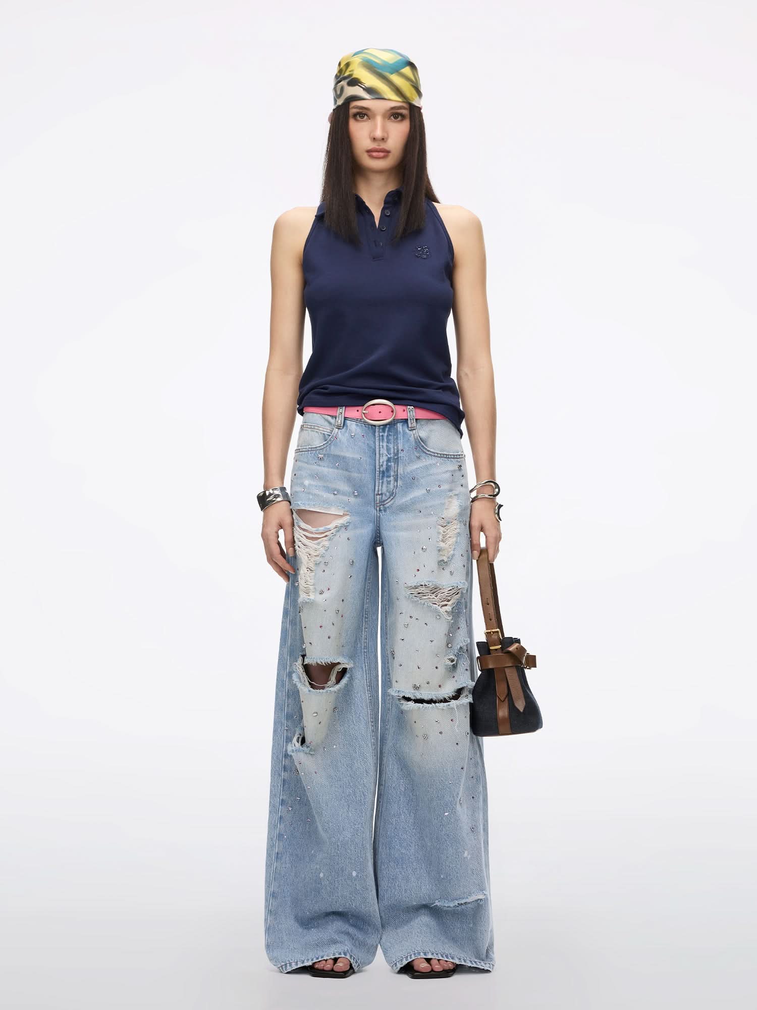 Beaded Sleeveless T-Shirt