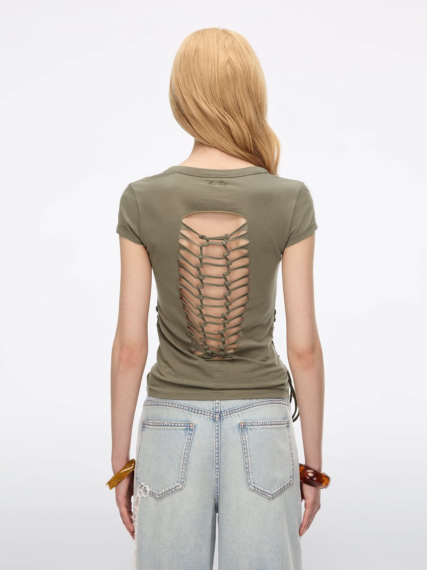 Cut-Out Lace-Up Top