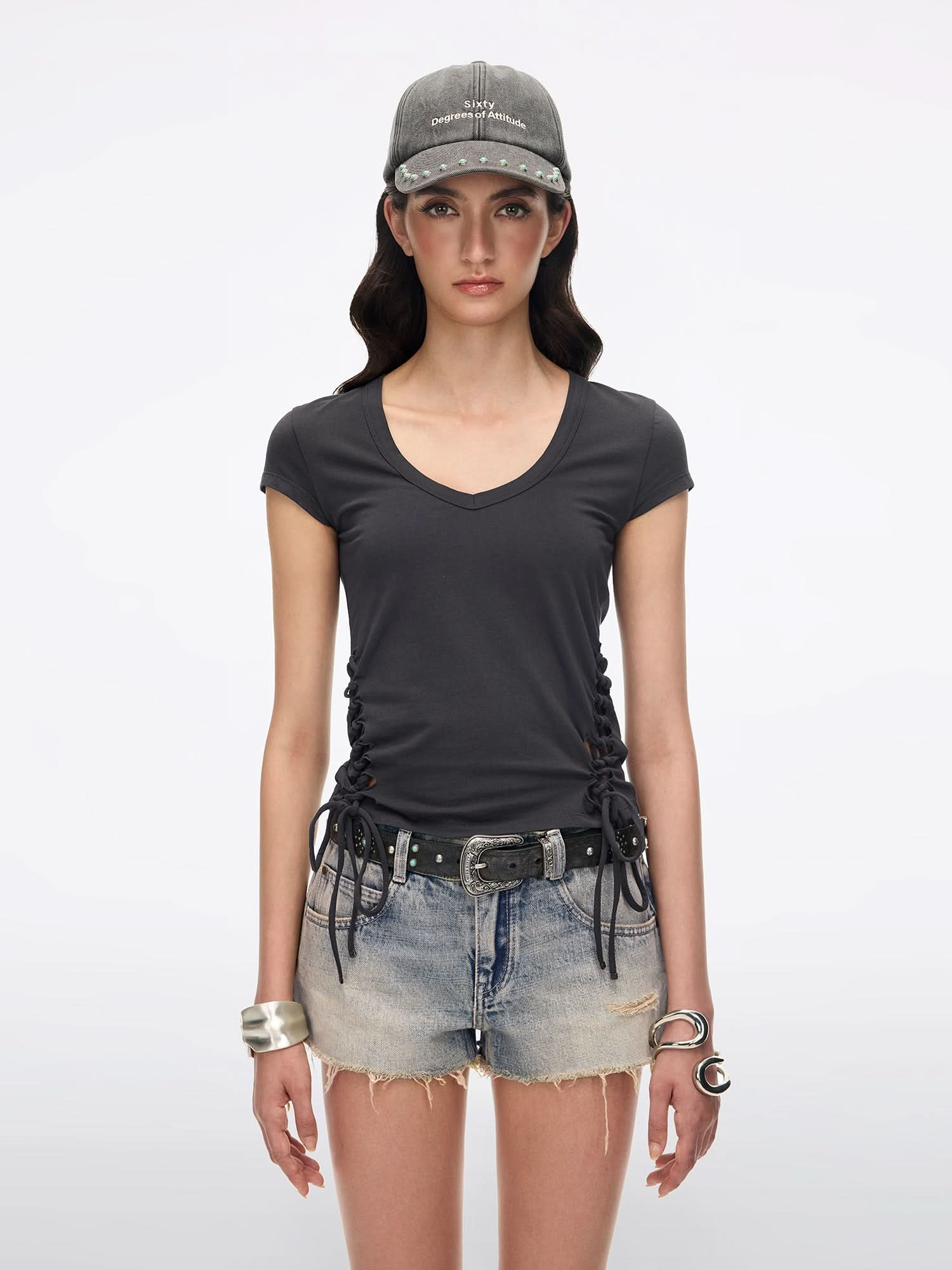 Cut-Out Lace-Up Top