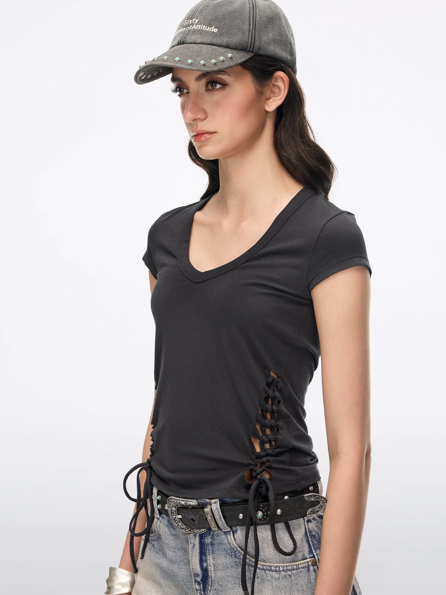 Cut-Out Lace-Up Top