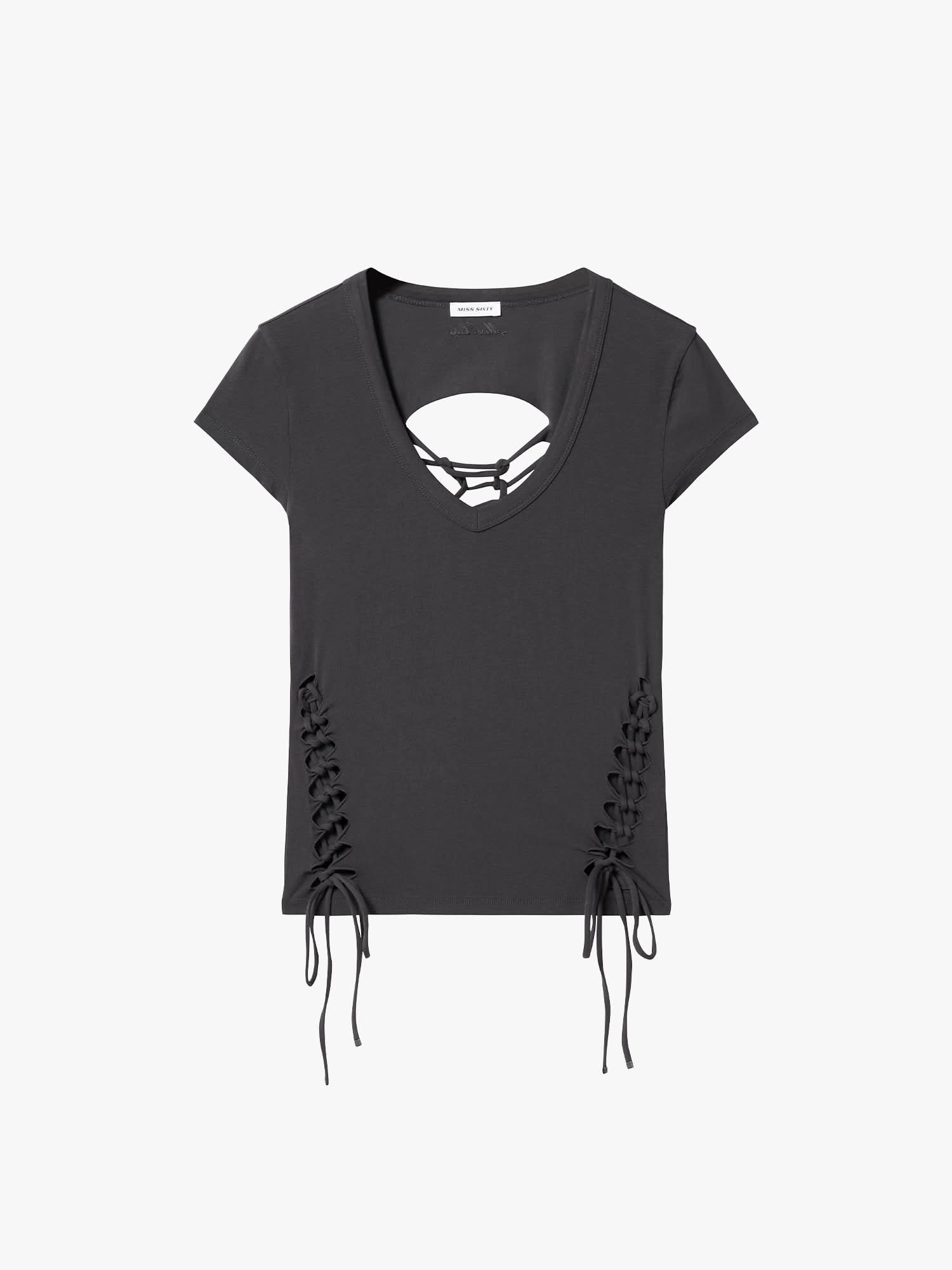 Cut-Out Lace-Up Top