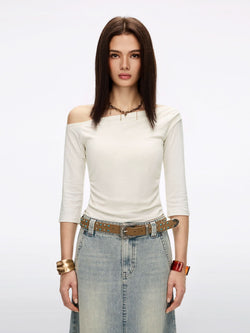 Asymmetric Neck T-Shirt