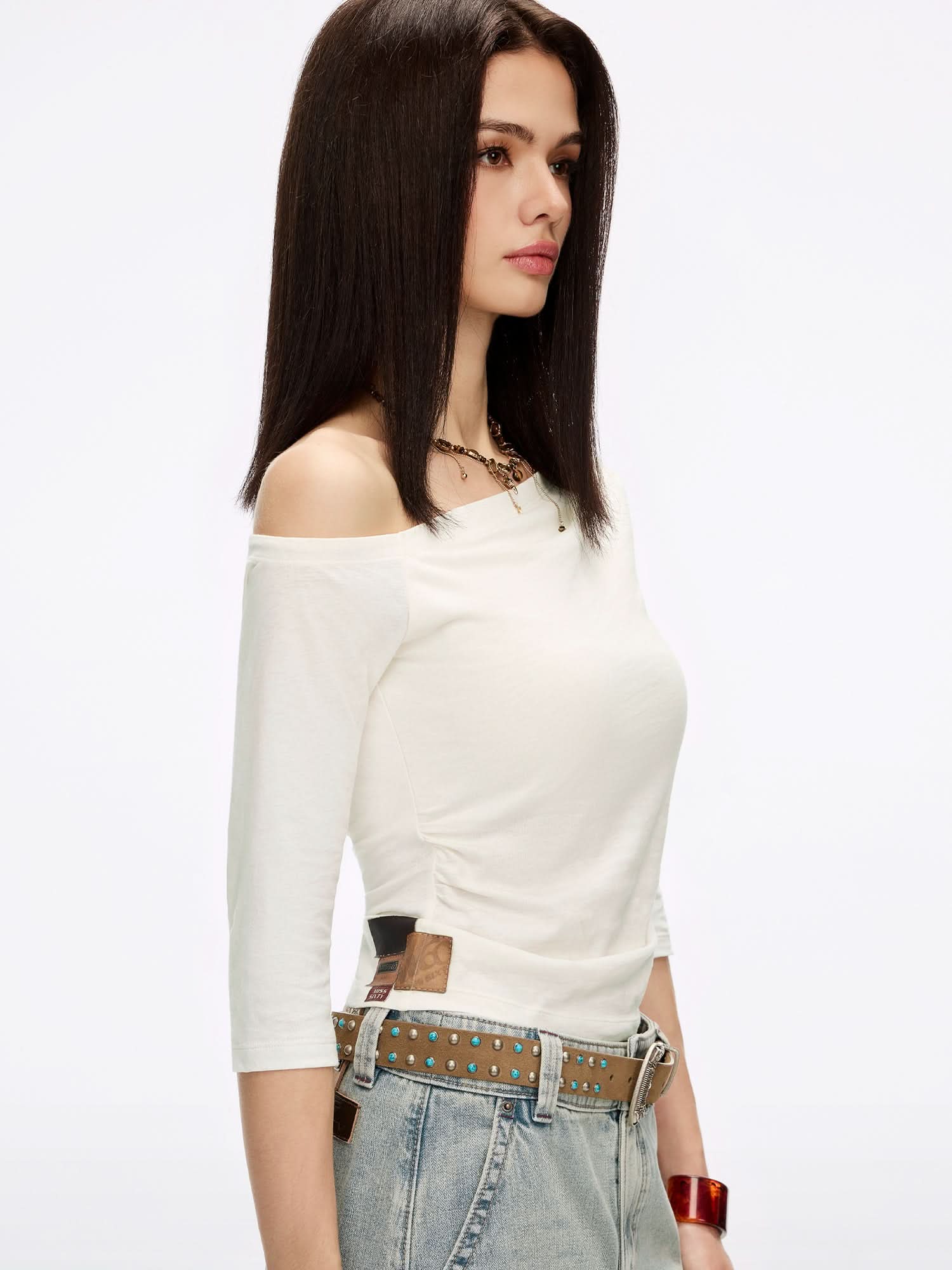 Asymmetric Neck T-Shirt