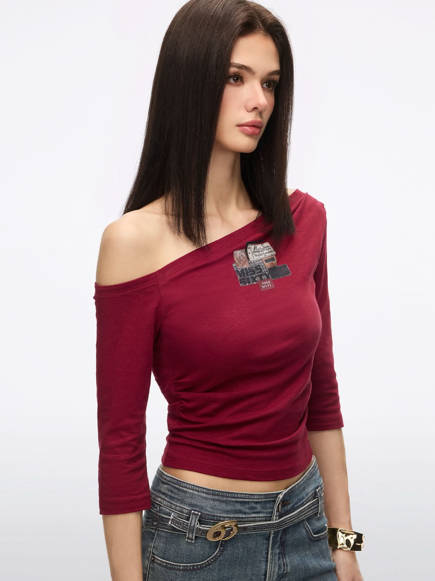 Asymmetric Neck T-Shirt