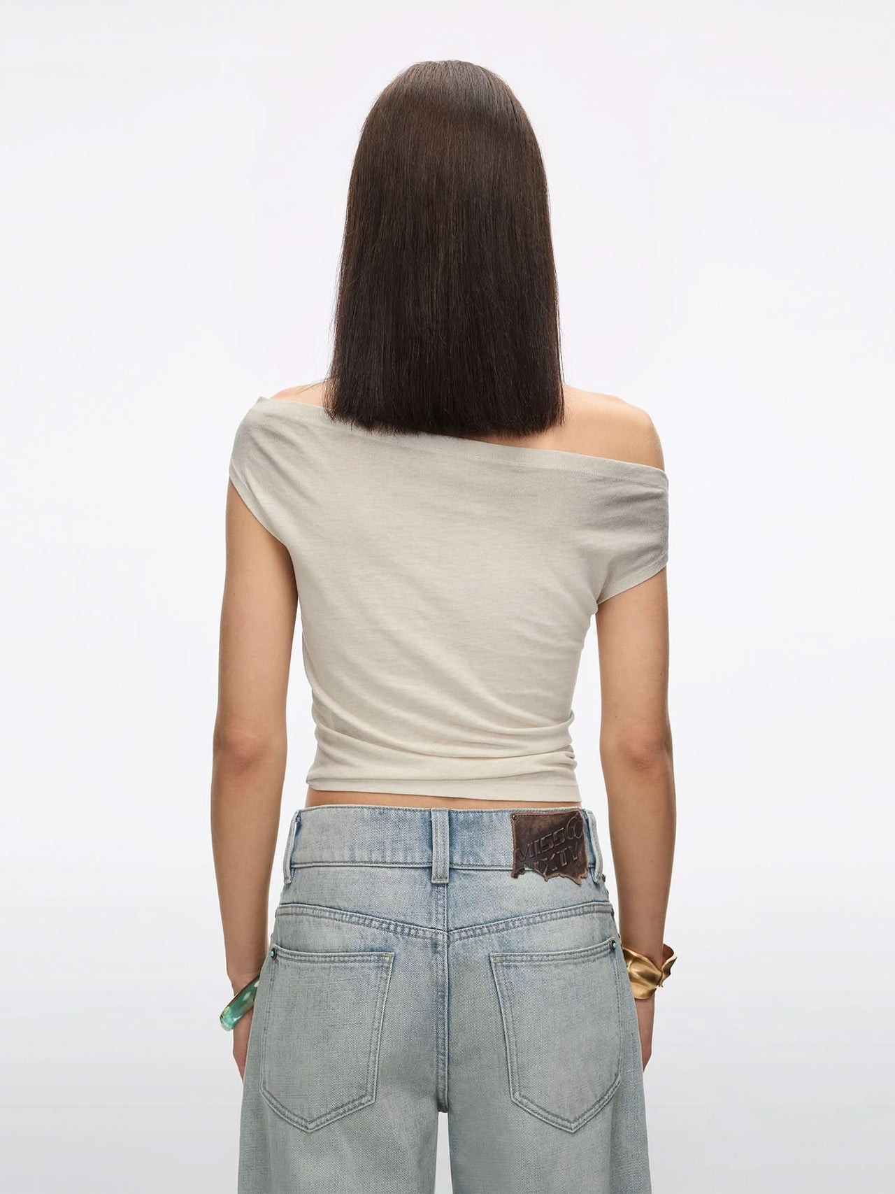 Off-Shoulder Logo-Detail T-Shirt
